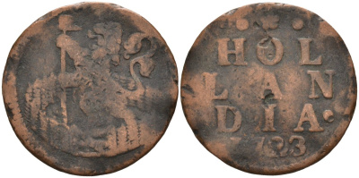 Голландия (Holland), Нидерланды 1 дуит 1723 KM 80 медь 3334-651