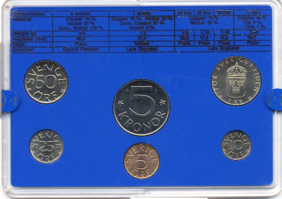 Швеция набор монетного двора из 6 монет 1979 в пластике Карл XVI Густав (1973- ) KM MS11 UNC 4-3-6-109