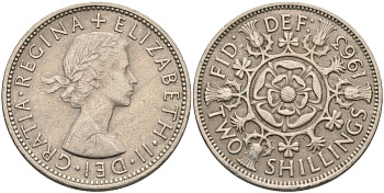 Великобритания 2 шиллинга (флорин) 1963 Елизавета II (1952-2022) KM 906, Spink 4146 медно-никель 4587-935