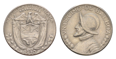 Панама 1/10 бальбоа (10 сентесимо) 1970 KM 10 медь плакированная медно-никелем 4644-136