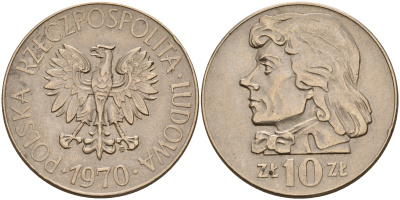 Польша 10 злотых 1970 MW, Тадеуш Костюшко (1746-1817) KM 50а медно-никель    4157-842