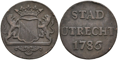 Утрехт (Utrecht), Нидерланды 1 дуит 1786 KM 91 медь 4577-244