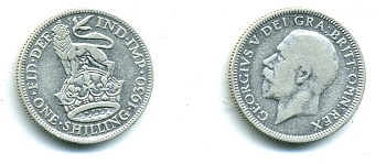 Великобритания 1 шиллинг 1930 Георг V (1910-1936) KM 833, Spink 4039 серебро 7-5-44-31