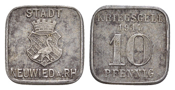 Нойвид-на-Рейне 10 пфеннигов 1917 Funck 379.2A, Men05 18772.2, Men18 23478.2 железо 4636-1164