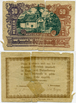 АВСТРИЯ 50 ГЕЛЛЕРОВ 1920 БЕРЛАУТБАРУНГ НОТГЕЛЬД бумага 445-61-2-2