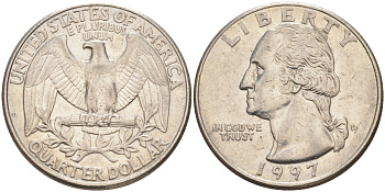 США 25 центов = квотер 1997 D, Вашингтон KM А164а медь плакированная медно-никелем 4114-943