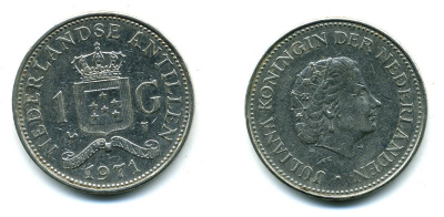 Нидерландские Антилы 1 гульден 1971 Юлиана (1948-1980) KM 12 никель 25-725