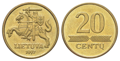 Литва 20 центов 1997 KM 107 никель латунь UNC 4615-114
