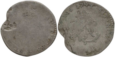 ФРАНЦИЯ 2 СОЛЯ 1744 ЛЮДОВИК XV (1715-1774), МОНЕТНЫЙ ДВОР ? KM 500.? серебро 117-551