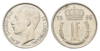 Люксембург 1 франк 1986 Герцог Жан (1964-1999) KM 59 медно-никель 4664-769