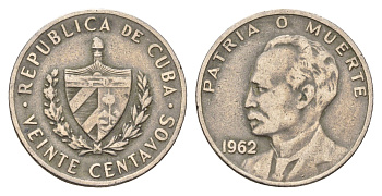 Куба 20 сентаво 1962 Хосе Марти KM 31 медно-никель 4675-222