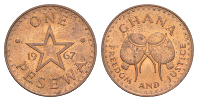 Гана 1 песева 1967 KM 13 бронза UNC 4153-935