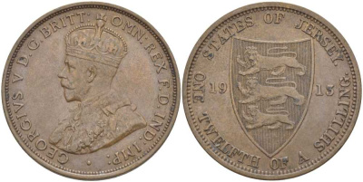 Джерси 1/12 шиллинга 1913 Георг V (1910-1936) KM 12 бронза 3996-433