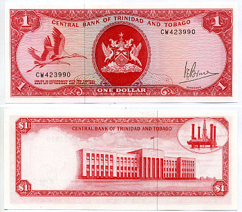 Тринидад и Тобаго 1 доллар 1977 подпись V. E. Bruce Pick 30 а бумага UNC (пресс) 2197-12-3-2