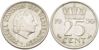 НИДЕРЛАНДЫ 25 ЦЕНТОВ 1997 БЕАТРИКС KM 204 никель 3457-1137