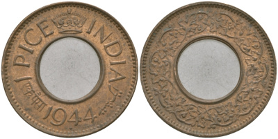 Британская Индия 1 пайс 1944 Георг VI (1936-1952) KM 533 бронза 33-1126