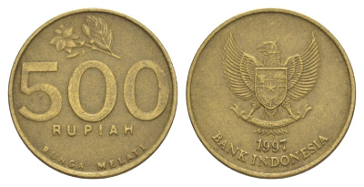 Индонезия 500 рупий 1997 KM 59 алюминиевая бронза 4633-223