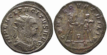 Римская Империя аврелианиан 276 Тацит CONSERVAT MILIT Сердика Good Very fine RIC 193 бронза, серебрение 1073-16-13