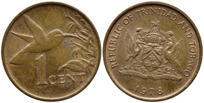 Тринидад и Тобаго 1 цент 1978 колибри KM 29 бронза 4396-959