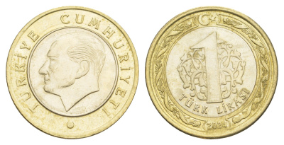 Турция 1 лира 2024 Кемаль Ататюрк KM 1244 биметалл UNC 4650-515