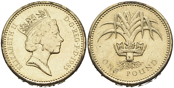 Великобритания 1 фунт 1985 Елизавета II (1952-2022) KM 941, Spink 4331 никель латунь 4565-322