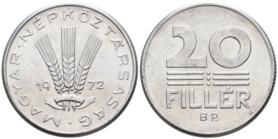 ВЕНГРИЯ 20 ФИЛЛЕРОВ 1972 НАРОДНАЯ РЕСПУБЛИКА (1949-1989) KM 573 алюминий UNC 4563-815
