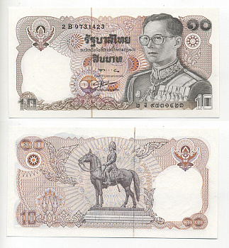 ТАИЛАНД 10 БАТОВ 1995 ПОДПИСЬ 56 Pick 98 бумага UNC (ПРЕСС) 7217-24-1