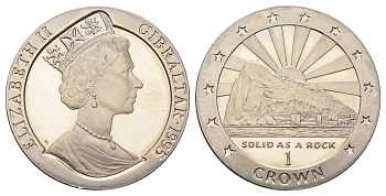 Гибралтар 1 крона 1995 Твердый как скала KM 304 медно-никель BU 11-087-41