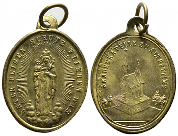 Европа католический кулон подвеска с ушком для носки ND Дева Мария с младнецем желтый металл 4390-425