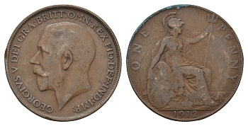 Великобритания 1 пенни 1912 Георг V (1910-1936) KM 810, Spink 4052 бронза 79-445