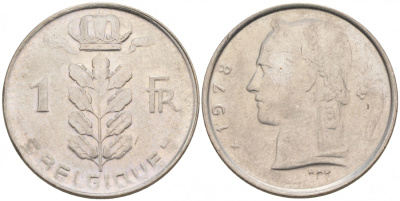 БЕЛЬГИЯ 1 ФРАНК 1978 BELGIQUE KM 142.1 медно-никель 68-626