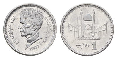Пакистан 1 рупия 2007 KM 67 алюминий UNC 4396-1162
