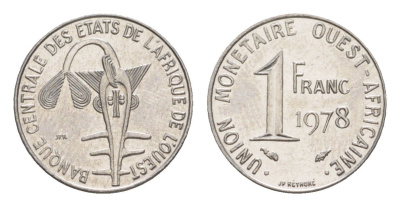 Западная Африка (BCEAO) 1 франк 1978 KM 8 нержавеющая сталь 4640-347