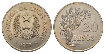 Гвинея-Бисау 20 песо 1977 KM 21 медно-никель UNC 3897-1132