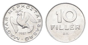 Венгрия 10 филлеров 1987 BP KM 572 алюминий 4664-1056