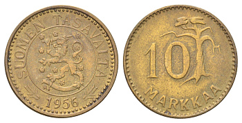 Финляндия 10 марок 1956 KM 38 алюминиевая бронза 4668-868