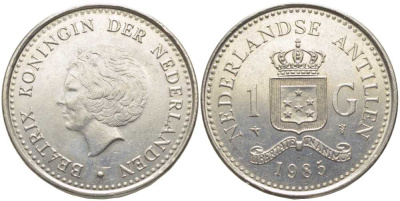 Нидерландские Антилы 1 гульден 1985 Беатрикс (1980-2013) KM 24 никель 111-814