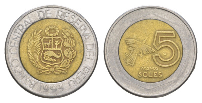 Перу 5 солей 1994 KM 316 биметалл 4638-135