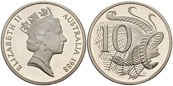 Австралия 10 центов 1988 KM 81 медно-никель PROOF 3711-1745