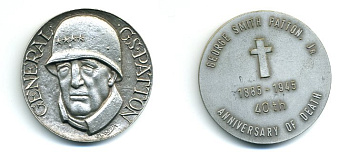 США медаль 1985 Генерал Джордж Паттон, 40 лет со дня смерти, 54,5 мм, 93,7 гр  белый металл  UNC  1079-1-42