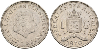 Нидерландские Антилы 1 гульден 1970 Юлиана (1948-1980) KM 12 никель 4587-733