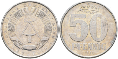 ГДР 50 пфеннигов 1971 А KM 12.2 алюминий 4586-715