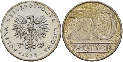Польша 20 злотых 1984 MW Y 153.1 медно-никель 4187-617