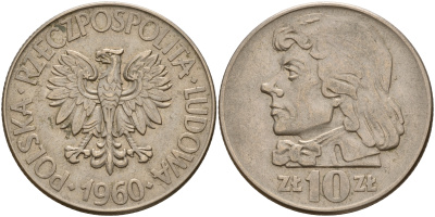 Польша 10 злотых 1960 Тадеуш Костюшко KM 50 медно-никель    4599-642