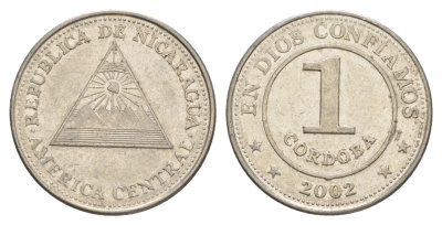 Никарагуа 1 кордоба 2002 KM 101 сталь плакированная никелем 4529-526