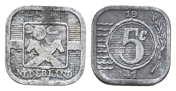 Нидерланды 5 центов 1941 Вильгельмина I (1890-1948) KM 172 цинк 4674-1048