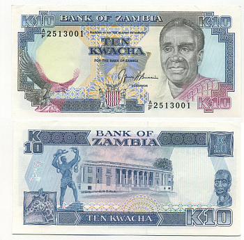 Замбия 10 квач ND (1989-1991) Кеннет Каунда, жираф, подпись Bussiere Pick 31 b бумага UNC (пресс) 7204-28-1