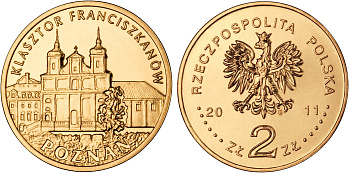 Польша 2 злотых 2011 MW, серия польские города, Познань (Poznan) KM 794 нордик UNC 4676-844