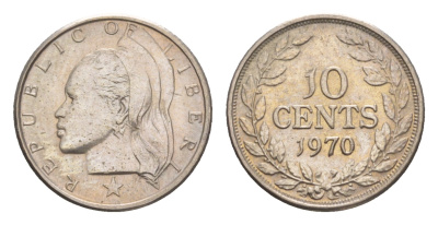Либерия 10 центов 1970  KM 15a.2 медно-никель  UNC 4659-429