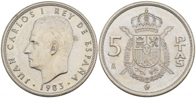 Испания 5 песет 1983 Хуан Карлос I (1975-2014) KM 823 медно-никель 4402-1235